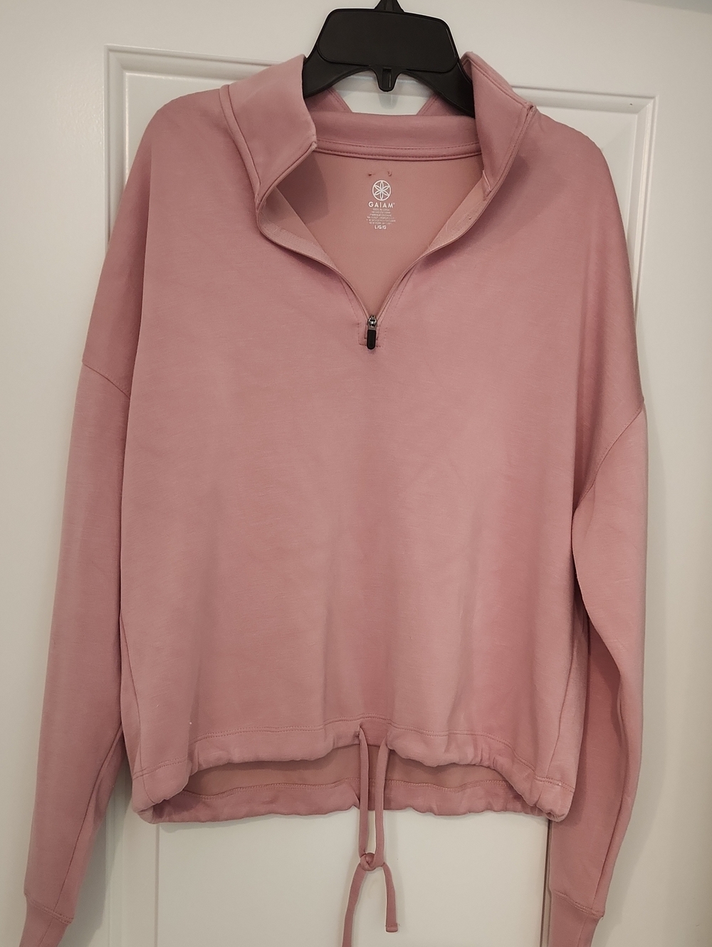 GAIAM Dusty Rose Quarter-Zip Drawstring Pullover